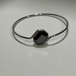 EUC Swarovski Silver and Black Bangle Bracelet